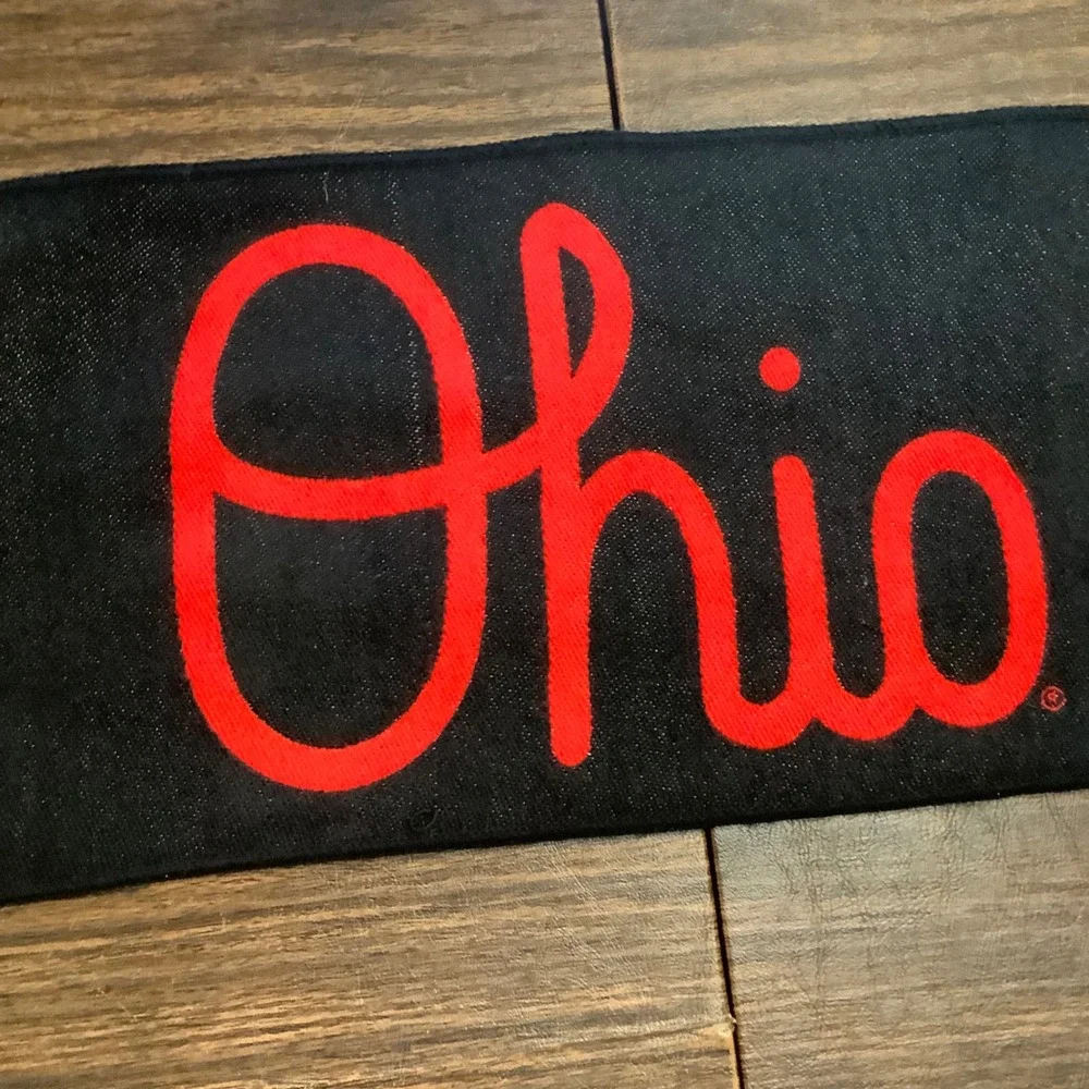 Ohio‎ State Buckeyes Scarf Columbus Dispatch Red Black Knit Fringe OSU NCAA